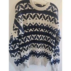 Peter England 90's Wool Blend Grandpa Dad Aztec Grunge Sweater Size Medium